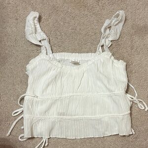 Chic White Women's Tank Top with Tie Straps